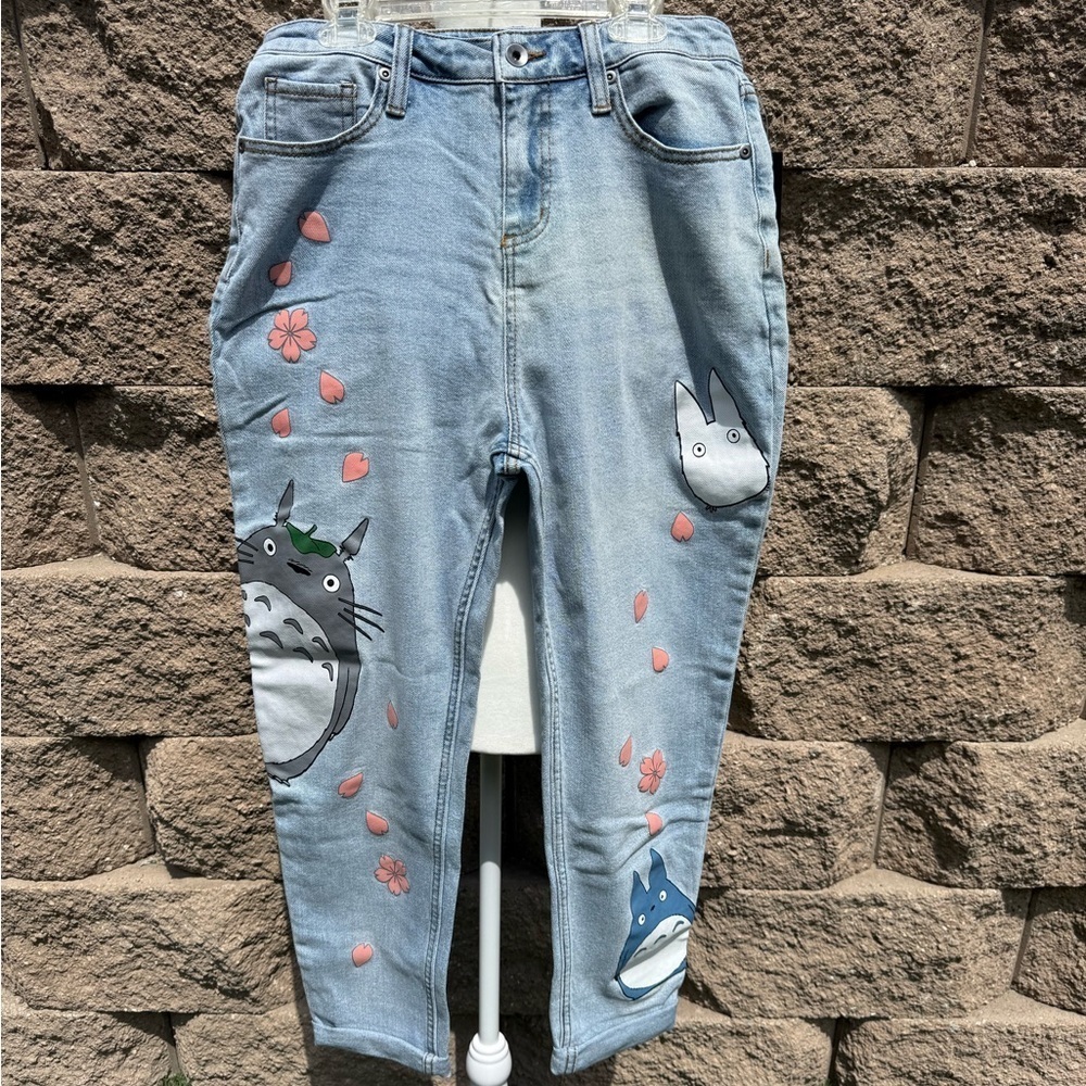Light Blue Jeans with Totoro Sakura Design NWT size 5 (juniors)
